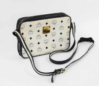 MCM Cross Body Bag 1980er Jahre, dunkelblau-weißes Kunstleder mit dunkelblauem MCM Monogramm,