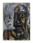 Frank Panse (1942 Pethau) (F) Abstraktes Porträt, Farbkreide und Gouache auf Papier, 58 cm x 42 cm