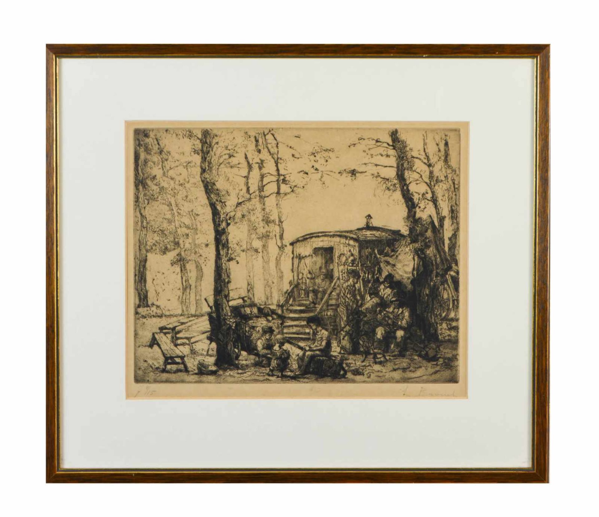 Auguste Brouet (1872 Paris - 1941 ebenda) Zirkusgesellschaft, Radierung auf Papier, 23,5 cm x 28