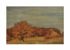 Max Clarenbach (1880 Neuss - 1952 Wittlaer) Herbstlandschaft, Öl auf Holz, 22 cm x 33 cm, unten