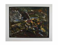 Tom Schwengebecher (1951 - 2002, Deutschland) 'Landschaft', Monotypie auf schwarzem Grund, 45,5 cm x