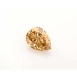 Diamant im Pear-Cut 10,40 ct, si2/fancy intense yellowisch brown, natural color, Proportionen gut,