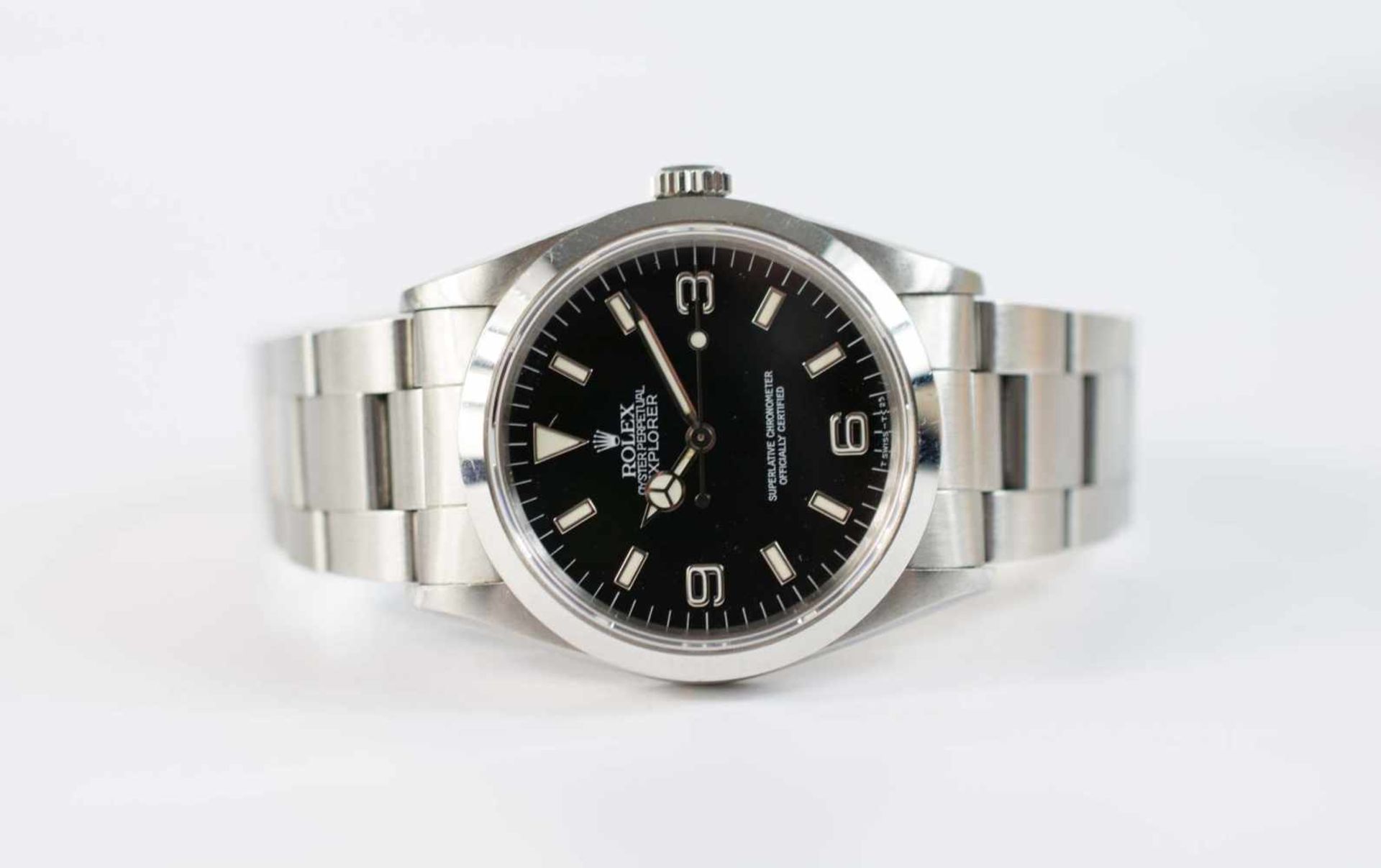 Herrenarmbanduhr Rolex, Oyster Perpetual Explorer, 1988, Automatik, Gehäuse Stahl, Durchmesser 34