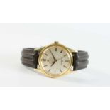 Herrenarmbanduhr Omega, Handaufzug, Gehäuse 750 Gelbgold, Durchmesser 34 mm, Armband Leder,