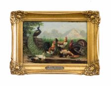 Franz von Henderichs (20. Jh., Deutschland) Tiere in bäuerlicher Szene, Öl auf Holz, 17,7 cm x 29,