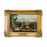 Franz von Henderichs (20. Jh., Deutschland) Tiere in bäuerlicher Szene, Öl auf Holz, 17,7 cm x 29,