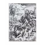 Albrecht Dürer (1471 Nürnberg - 1528 ebenda) Samson tötet den Löwen, Holzschnitt auf Papier, 1496/
