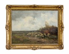 Willem George Frederik Jansen (1871 Harlingen - 1949 Blaricum) Landschaft mit Schafen, Öl auf