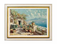 Giuseppe Salvati (1900 - 1968, Italien) Blick auf die Amalfiküste, Öl auf Leinwand, 50 cm x 70 cm,