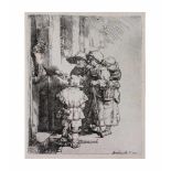 Rembrandt Harmensz. van Rijn (1606 Leiden - 1669 Amsterdam) Paar Radierungen, 'Die Bettler an der