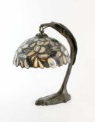 Lampe im Art déco-Stil Bronze, braun patiniert und Achatscheiben, Höhe 45,5 cm, Durchmesser