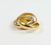 Cartier Trinity-Damenring 750 Gelb-, Rosé- und Weißgold, Ringdurchmesser 17 mm, Gewicht ca. 6,9 g,