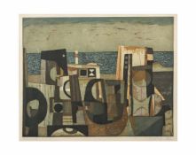 Rudolf Kügler (Berlin 1921 - 2013) Am Meer, Farbaquatintaradierung auf Papier, 42 cm x 52 cm
