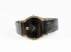 Movado Damenarmbanduhr, The Museum Watch, Quarz, Gehäuse Stahl, vergoldet, Durchmesser 33 mm,