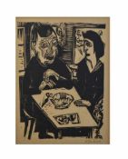 Ernst Ludwig Kirchner (1880 Aschaffenburg - 1938 Frauenkirch/Davos) Alte und junge Frau, Holzschnitt