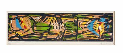 Jean Bertholle (1909 Dijon - 1996 Paris) (F) Abstrakte Komposition, Holzschnitt auf Papier, 1962,