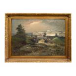 René Bilotte (1846 Tarbes - 1914 Paris) Landschaft mit Brücke, Öl auf Leinwand, 70,5 cm x 100 cm,