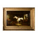 George Morland (1763 London - 1804 Brighton) Stallszene mit Figurenstaffage und 2 Pferden, Öl auf
