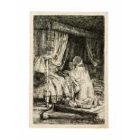 Rembrandt Harmensz. van Rijn (1606 Leiden - 1669 Amsterdam) Betender David, Radierung auf Papier,