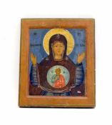 Ikone 'Gottesmutter des Zeichens (Znamenie)' Russland, 19. Jh., Tempera auf Holz, 29,5 cm x 25 cm,