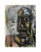 Frank Panse (1942 Pethau) (F) Abstraktes Porträt, Farbkreide und Gouache auf Papier, 58 cm x 42 cm