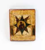 Ikone Gottesmutter 'Unverbrennbarer Dornbusch' Russland, 18. Jh., Eitempera auf Holz, 18,2 cm x 14,5
