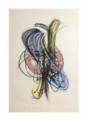 Hans Hartung (1904 Leipzig - 1989 Antibes) Ohne Titel, Farbige Kreide auf einer schwarz-weiß