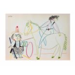 Unbekannter Künstler nach Picasso (20. Jh.) Zirkusszene, Farblithografie auf festem Papier, 26,1