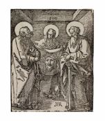 Albrecht Dürer (Nürnberg 1471 - 1528) Veronika zwischen den Heiligen Peter und Paul, Holzschnitt auf