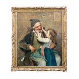 Luigi Bechi (1830 Florenz - 1919 ebenda) Genreszene mit Großvater und Enkelkind, Öl auf Leinwand, 95