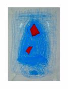 Ruta-Viktorija Katiliute (1944 Litauen) Komposition in Blau und Rot, Kreide auf Papier, 41,7 cm x