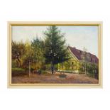 Victor Puhonny (1838 Prag - 1909 Baden-Baden) Gutshofansicht, Öl auf Leinwand, doubliert, 37 cm x 56