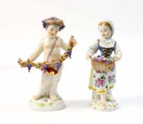 'Gärtnerkind mit Gemüsekorb' und 'Der Herbst' Meissen, um 1980/90, Entwurf von J. J. Kaendler,