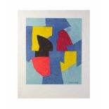 Serge Poliakoff (1906 Moskau - 1969 Paris) (F) Komposition in Blau, Rot und Gelb, Farblithografie