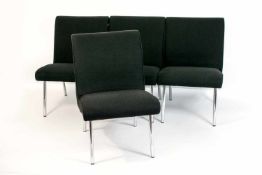 4 Sessel 'Vostra' Walter Knoll, Entwurf von 1949, schwarzer Stoffbezug mit Stahlrohrgestell,