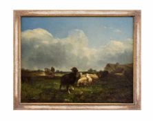 Andrés Cortès y Aguilar (1812 Sevilla - 1879 ebenda) Landschaft mit Schafen, Öl auf Leinwand,