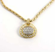 Collier mit Brillant-Anhänger 750 Gelb- und Weißgold, Anhänger besetzt mit 39 Brillanten, gesamt ca.