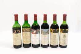 Château Mouton Rothschild 6-tlg., Pauillac, 1967, 1968, 1981, 1985 und zwei 1974, 0,75 l und zwei