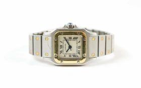 Cartier Damenarmbanduhr, Santos Galbee, Automatik, Gehäuse Edelstahl und 750 Gelbgold, Durchmesser