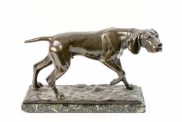 Fritz Diller (1875 Gertjausen/Thüringen - 1945 München) Jagdhund, Galvanoplastik, Höhe 21,8 cm,