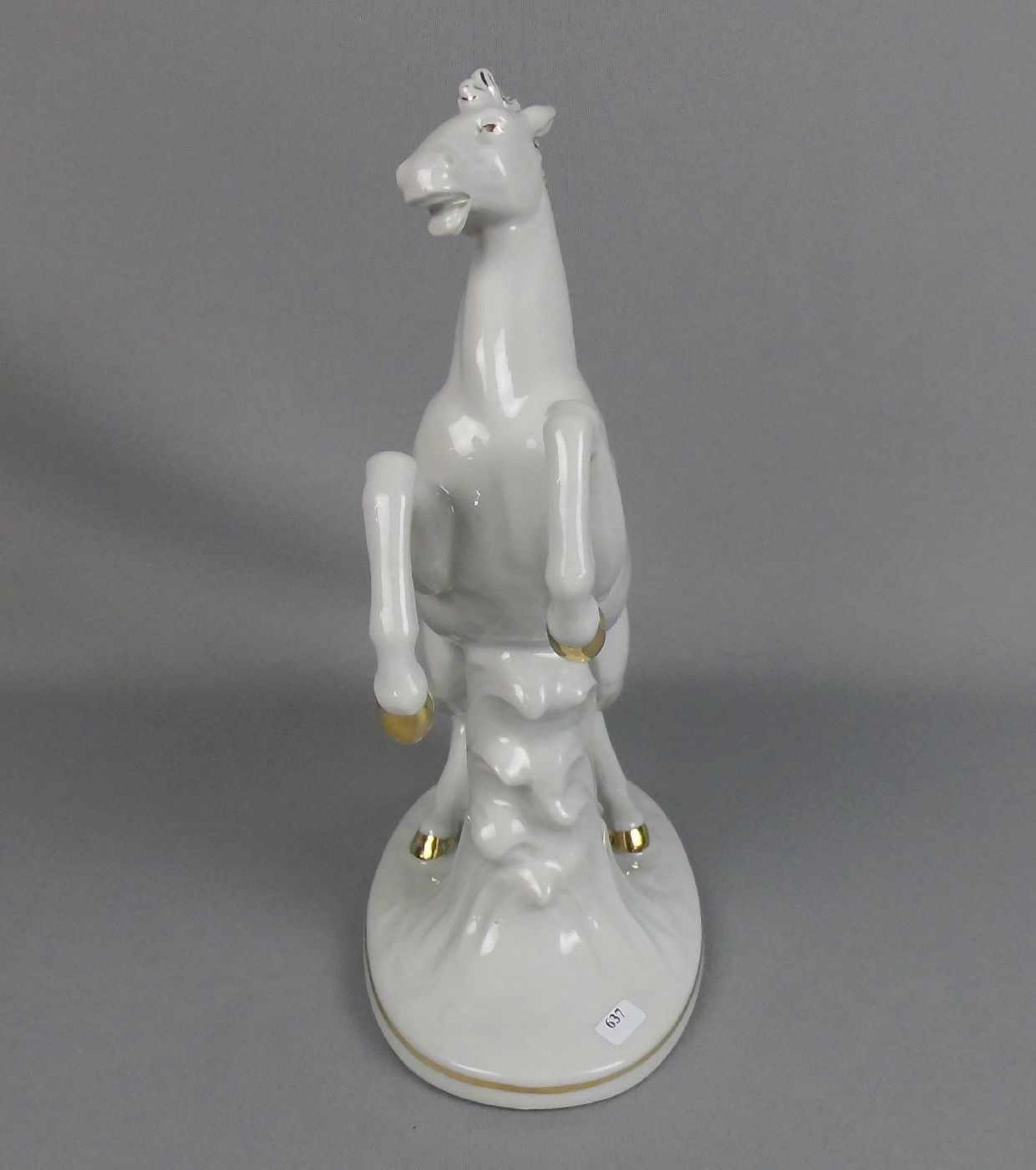 PORZELLANFIGUR "Aufsteigendes Pferd", vertieft gemarkt WKC, Porzellanmanufaktur Weiss / Kühnert & Co - Bild 2 aus 4