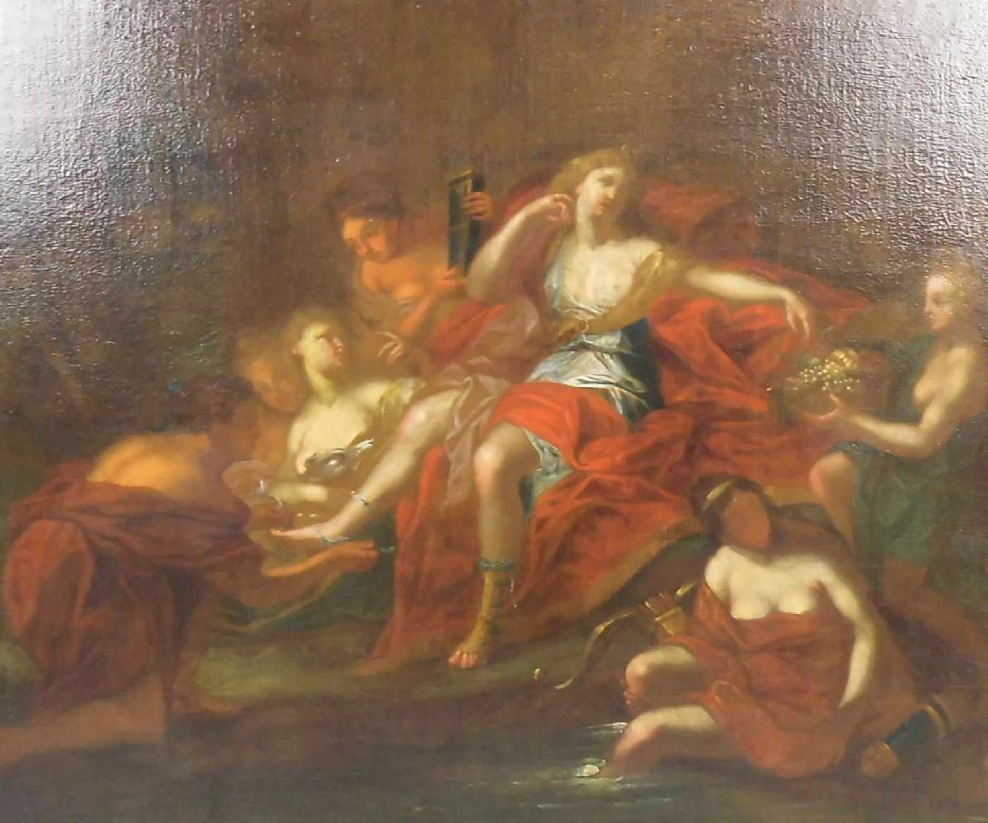 ANONYMUS (Maler des 18. Jh.) - Gemälde / painting: "Diana mit Begleiterinnen am Bachlauf", Öl auf - Bild 4 aus 5