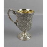 BECHER / HENKELBECHER / mug, Sterlingsilber (159 g.), England / Sheffield, 1863, Meistermarke "