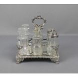 GROSSE GEWÜRZ - MENAGE / silver cruet, Glas, Sterlingsilber (612 g), London, 1822, Georg IV.,