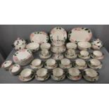 SPEISE - SERVICE "WILDROSE" / dinnerware, Merkurmarke Manufaktur Villeroy & Boch, Mettlach. Keramik,