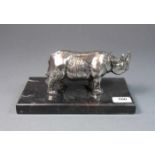 FIGUR: "Nashorn", Nr. 1 aus der Serie der versilberten Tiere des WWF (World Wide Fund For Nature),