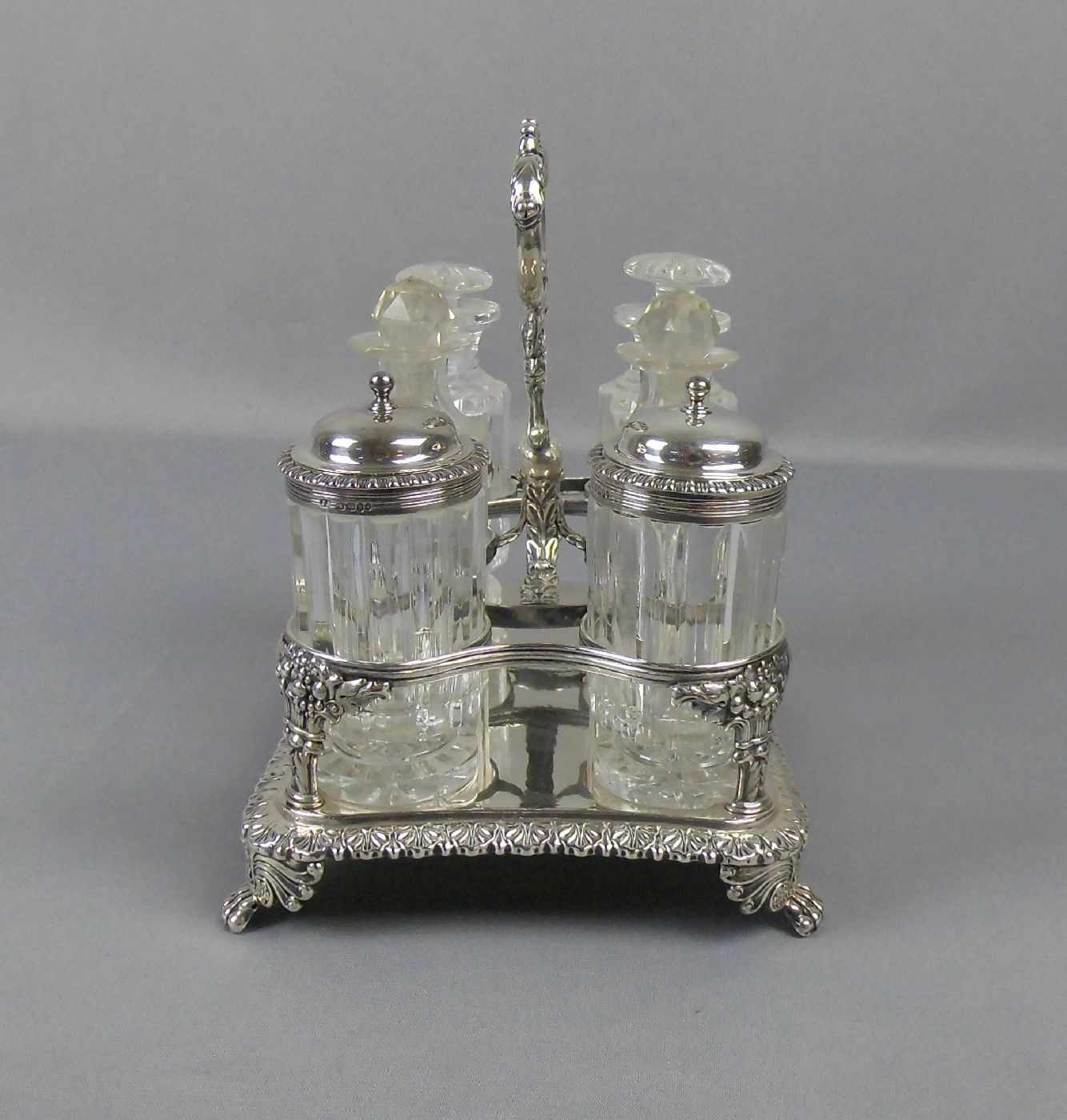 GROSSE GEWÜRZ - MENAGE / silver cruet, Glas, Sterlingsilber (612 g), London, 1822, Georg IV., - Image 2 of 12