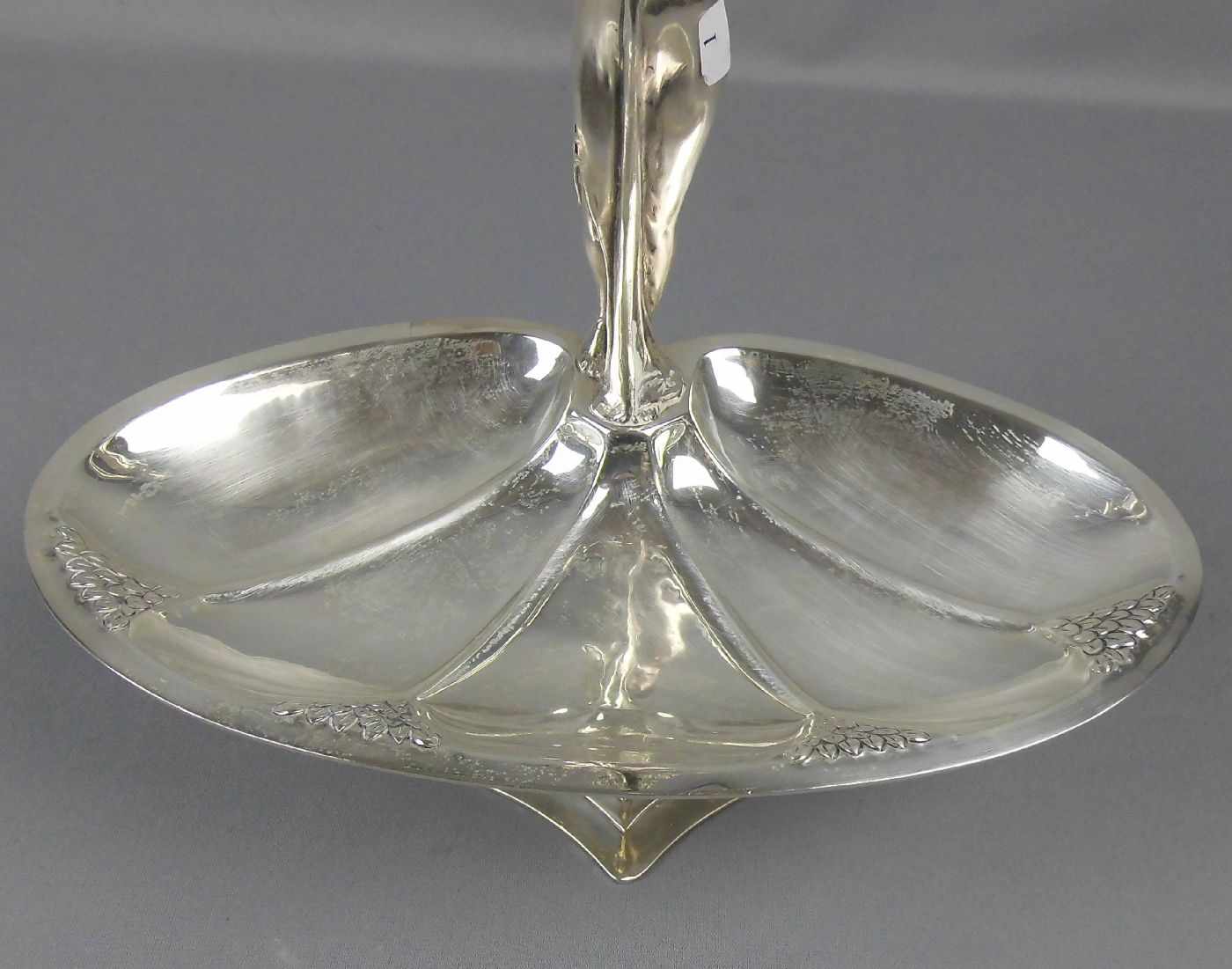 FIGÜRLICHE JUGENDSTIL - SCHALE "FLORA" / Visitenkartenschale / Obstschale / bowl, 900er Silber (1416 - Bild 2 aus 7