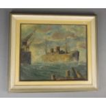 SEEMANN, RUDOLF (Frankfurt / Oder 1906-1977 Rheine), Gemälde / painting: "Hamburger Hafen", Öl auf