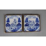 2 DELFTER BIBELFLIESEN / delft bible tiles, 18./19. Jh., Delfter Keramik / Fayence, jeweils mit